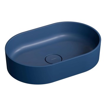 OMNIRES OVOUNMB - Επιτραπέζιος νιπτήρας OVO 55x36 cm δολομίτης/ματ μεσονυχτίου μπλε