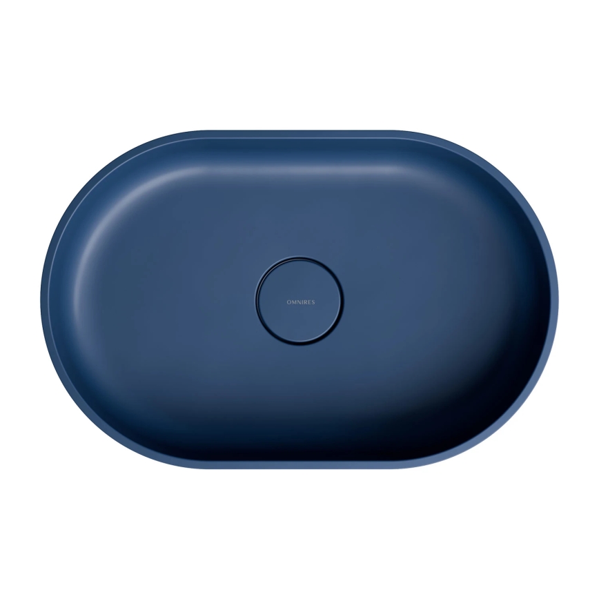 OMNIRES OVOUNMB - Νιπτήρας μπάνιου OVO 55x36 cm δολομίτης/ματ midnight μπλε
