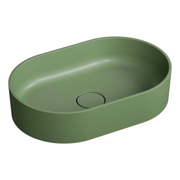 OMNIRES OVOUNOL - Εντοιχιζόμενο νιπτήρας OVO 55x36 εκ. δολομίτης/ματ ελιά
