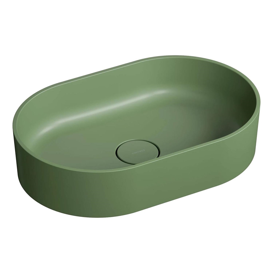 OMNIRES OVOUNOL - Νιπτήρας μπάνιου OVO 55x36 cm δολομίτης/ματ λαδί