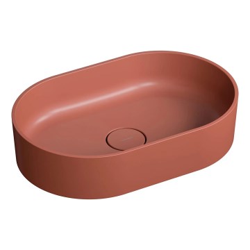 OMNIRES OVOUNTE - Νιπτήρας επιτραπέζιος OVO 55x36 εκ. δολομίτης/ματ τερακότα