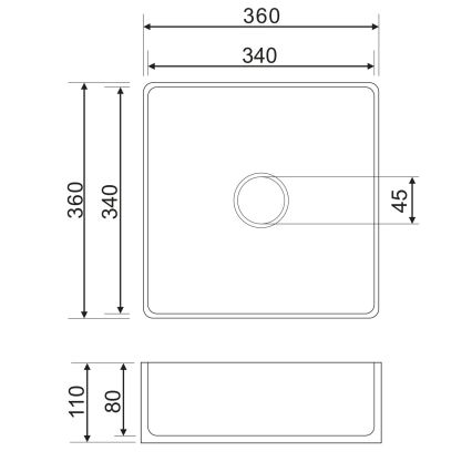 OMNIRES PASADENA360BP - Επιτραπέζιος νιπτήρας PASADENA 36x36 cm, κεραμικός, γυαλιστερό λευκό