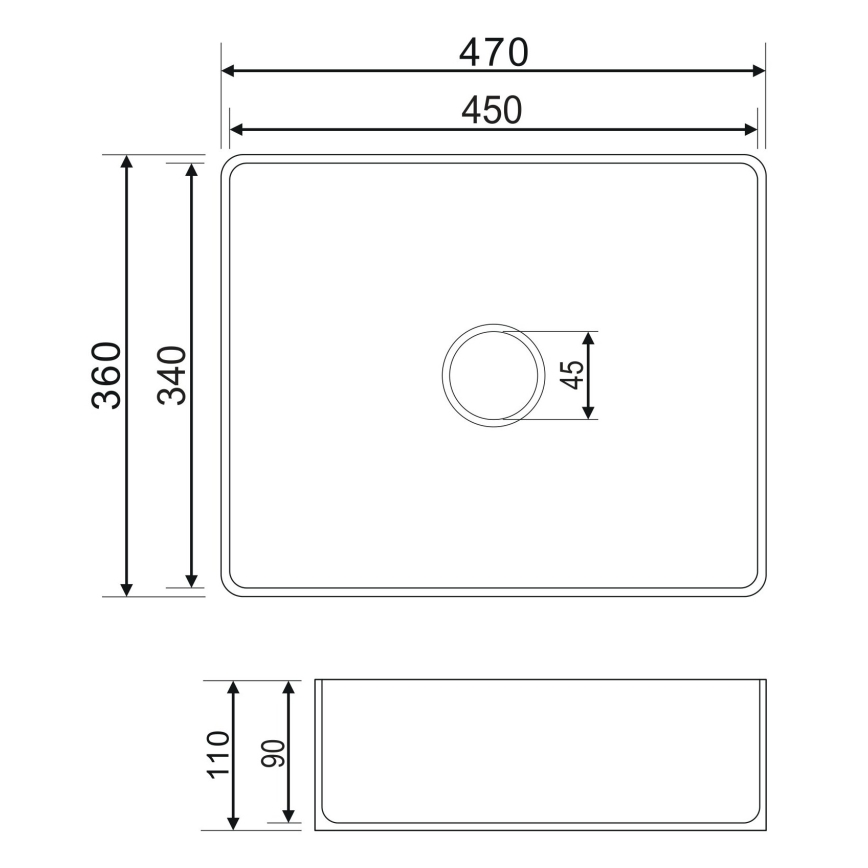 OMNIRES PASADENA470BP - Νιπτήρας επιτραπέζιος PASADENA 47x36 cm, κεραμικός σε γυαλιστερό λευκό