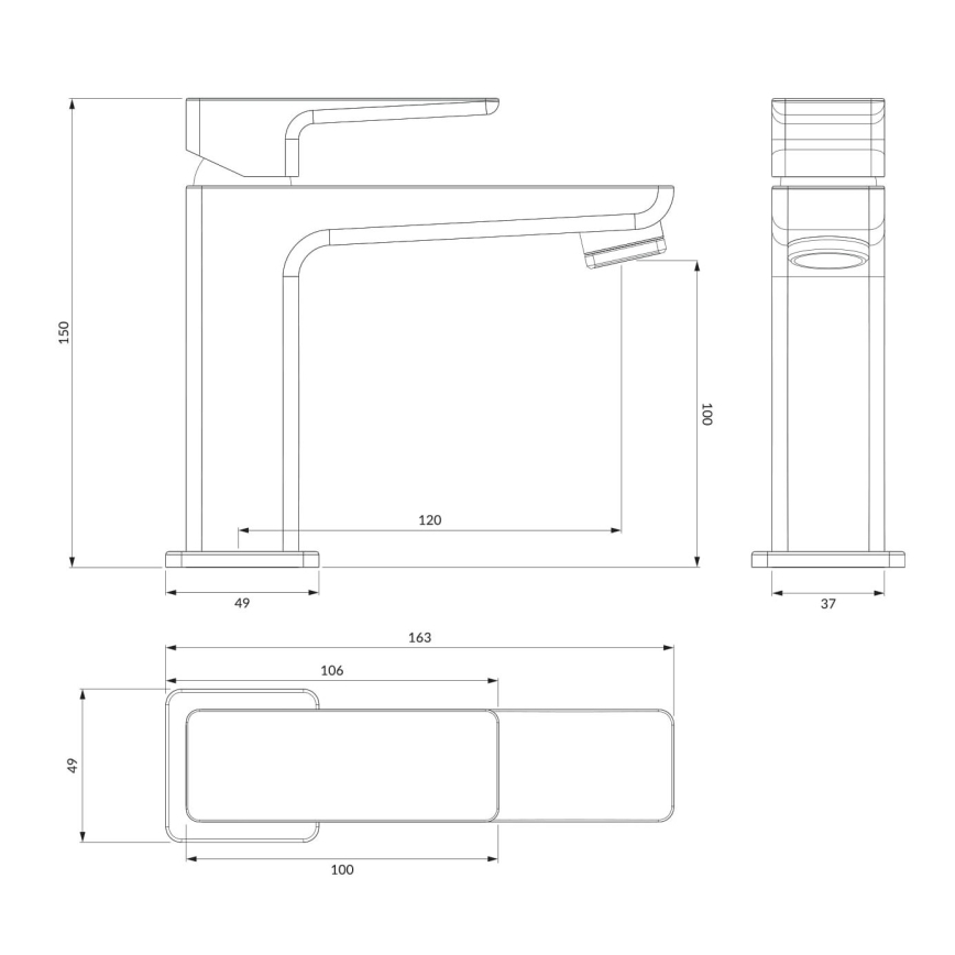 OMNIRES PM7410BL - Μπαταρία νιπτήρος PARMA 15 cm ματ μαύρο