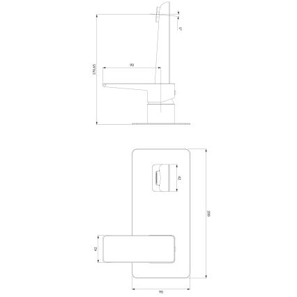 OMNIRES PM7415BL - Μπαταρία νιπτήρα για εντοιχισμένη εγκατάσταση PARMA ματ μαύρο
