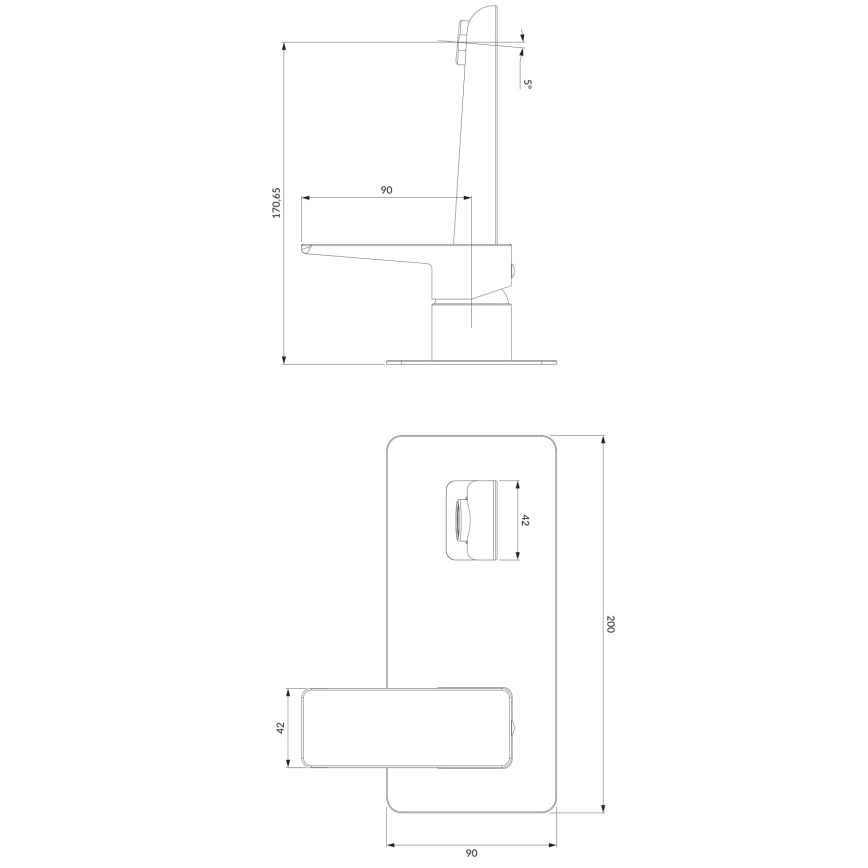 OMNIRES PM7415BL - Μπαταρία νιπτήρα για εντοιχισμένη εγκατάσταση PARMA ματ μαύρο