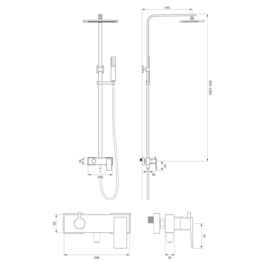 OMNIRES PM7444CR - Σετ μπάνιου με μπαταρία PARMA γυαλιστερό χρώμιο