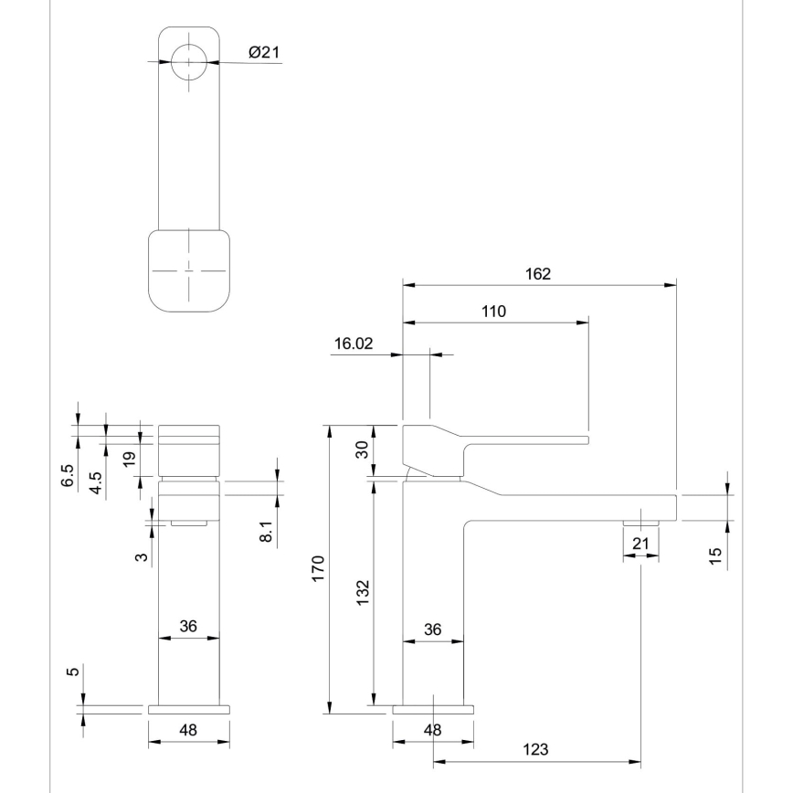 OMNIRES SL7710CR - Μπαταρία νιπτήρος SLIDE 17 cm γυαλιστερό χρώμιο