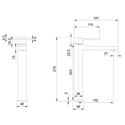 OMNIRES SL7712CR - Μπαταρία νιπτήρος SLIDE 27,8 cm γυαλιστερό χρώμιο