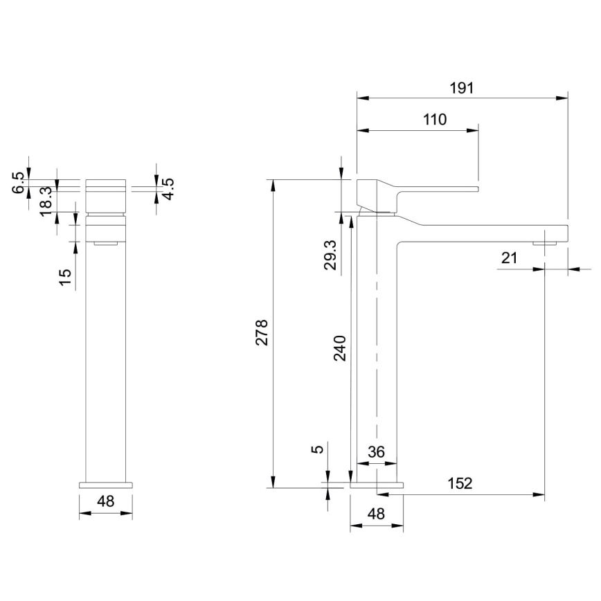 OMNIRES SL7712CR - Μπαταρία νιπτήρος SLIDE 27,8 cm γυαλιστερό χρώμιο