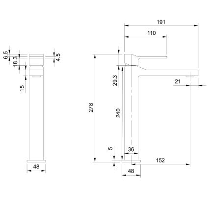 OMNIRES SL7712GR - Μπαταρία νιπτήρος SLIDE 27,8 cm brushed γραφίτης