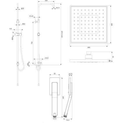 OMNIRES SYSJIMJIMBL - Σετ ντους JIMJIM ματ μαύρο