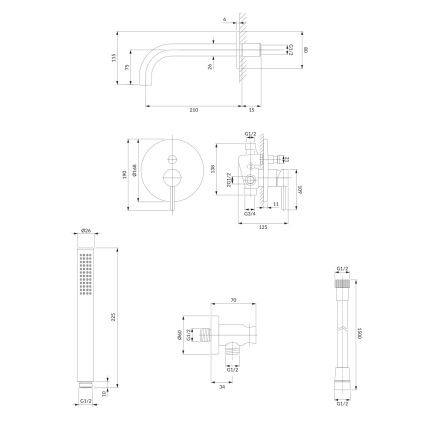 OMNIRES SYSYW01CR - Εντοιχιζόμενο σετ ντους Y γυαλιστερό χρώμιο
