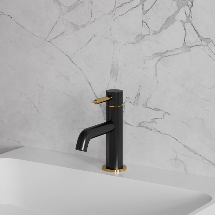 OMNIRES Y1210NBLGL - Μπαταρία νιπτήρα Y 16,2 cm σατινέ μαύρο/γυαλιστερό χρυσό