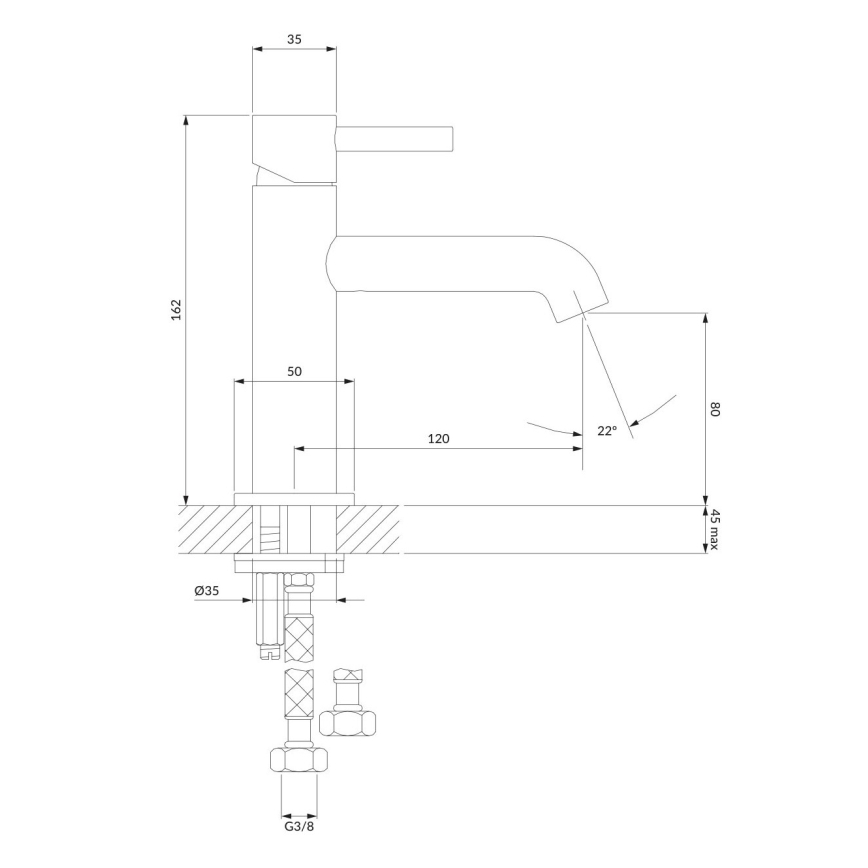 OMNIRES Y1210NBLGL - Μπαταρία νιπτήρα Y 16,2 cm σατινέ μαύρο/γυαλιστερό χρυσό