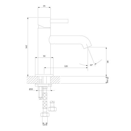 OMNIRES Y1210NBSB - Μπαταρία νιπτήρα Y, 16,2 εκ., σε βουρτσιστό ορείχαλκο