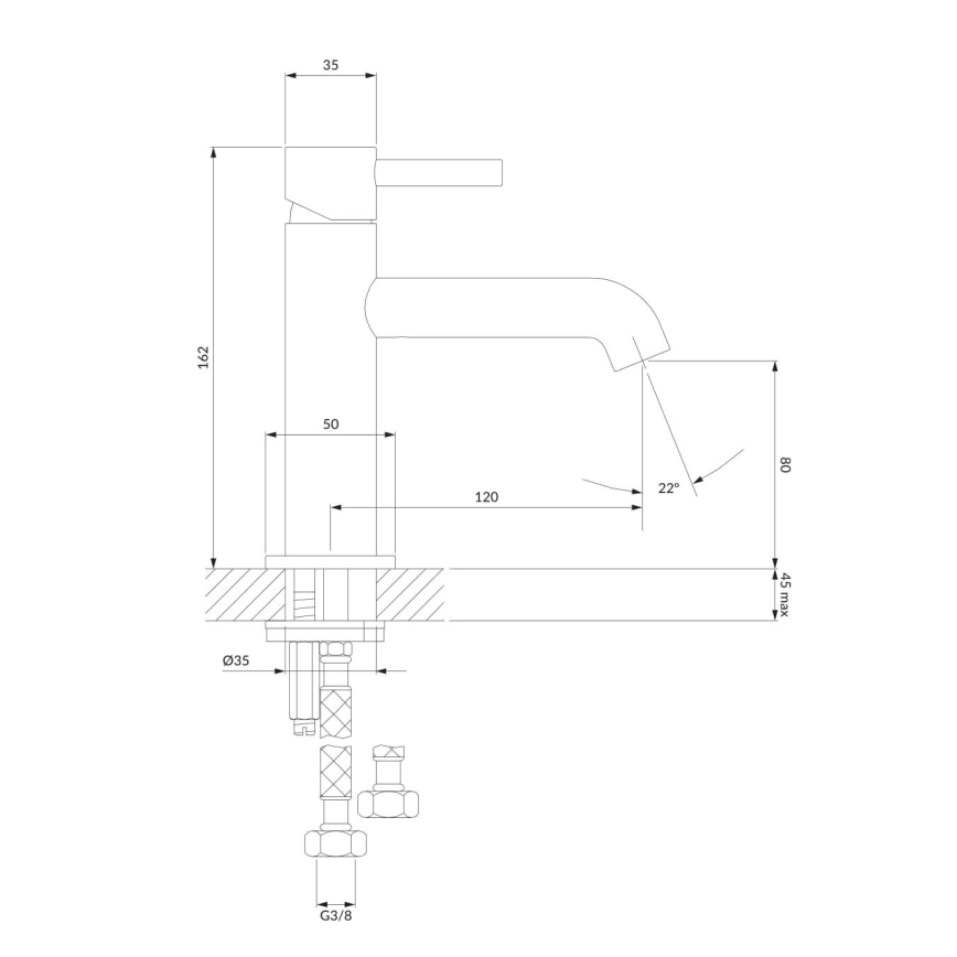 OMNIRES Y1210NCPB - Μπαταρία νιπτήρος Y 16,2 cm brushed χαλκός