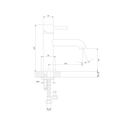 OMNIRES Y1210NCR - Μπαταρία νιπτήρος Y 16,2 cm γυαλιστερό χρώμιο