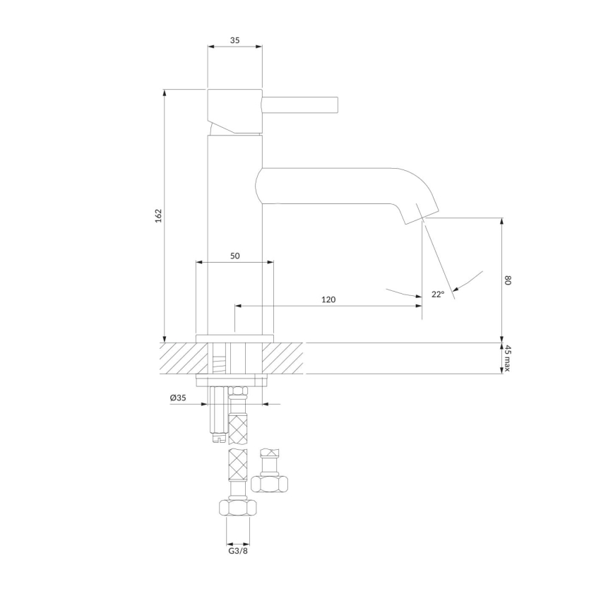 OMNIRES Y1210NGL - Μπαταρία νιπτήρος Y 16,2 cm γυαλιστερό χρυσαφί