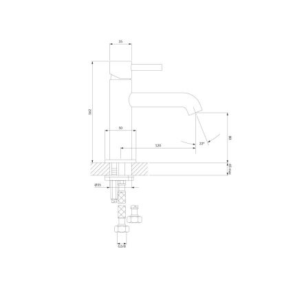 OMNIRES Y1210NGR - Μπαταρία νιπτήρος Y 16,2 cm brushed γραφίτης