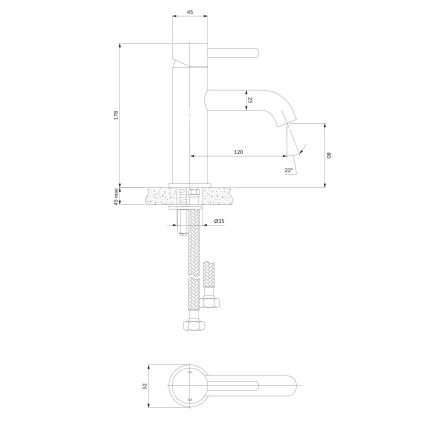 OMNIRES Y1210STCR - Μπαταρία νιπτήρος Y 17,8 cm γυαλιστερό χρώμιο