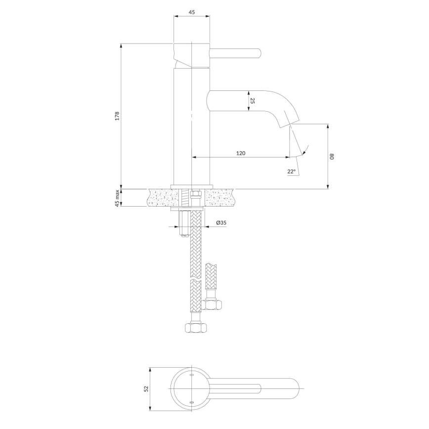 OMNIRES Y1210STCR - Μπαταρία νιπτήρος Y 17,8 cm γυαλιστερό χρώμιο