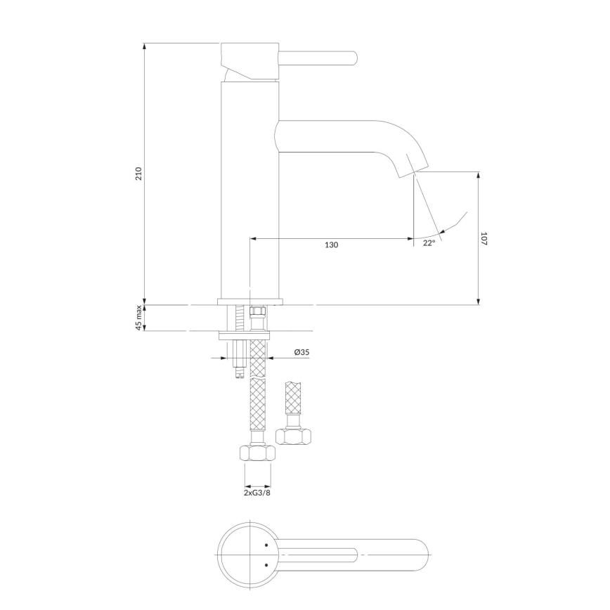 OMNIRES Y1213MAXCR - Μπαταρία νιπτήρος Y 21 cm γυαλιστερό χρώμιο