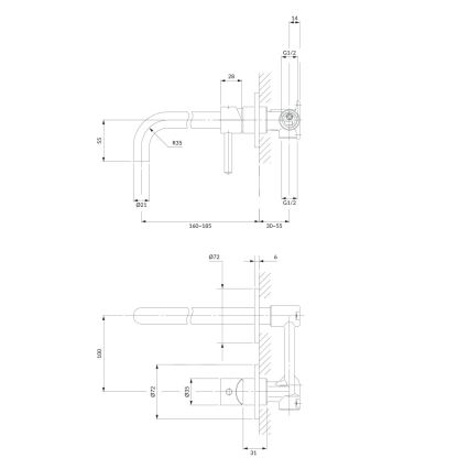 OMNIRES Y1215HCR - Μπαταρία νιπτήρος εντοιχισμού Y γυαλιστερό χρώμιο
