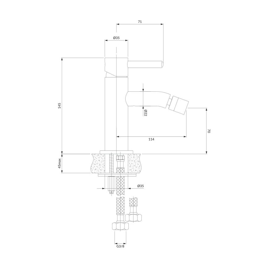 OMNIRES Y1220CR - Μπαταρία μπιντέ Y 14,5 cm γυαλιστερό χρώμιο
