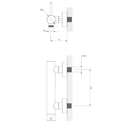 OMNIRES Y1240BL - Μπαταρία ντους Y semi-ματ μαύρο