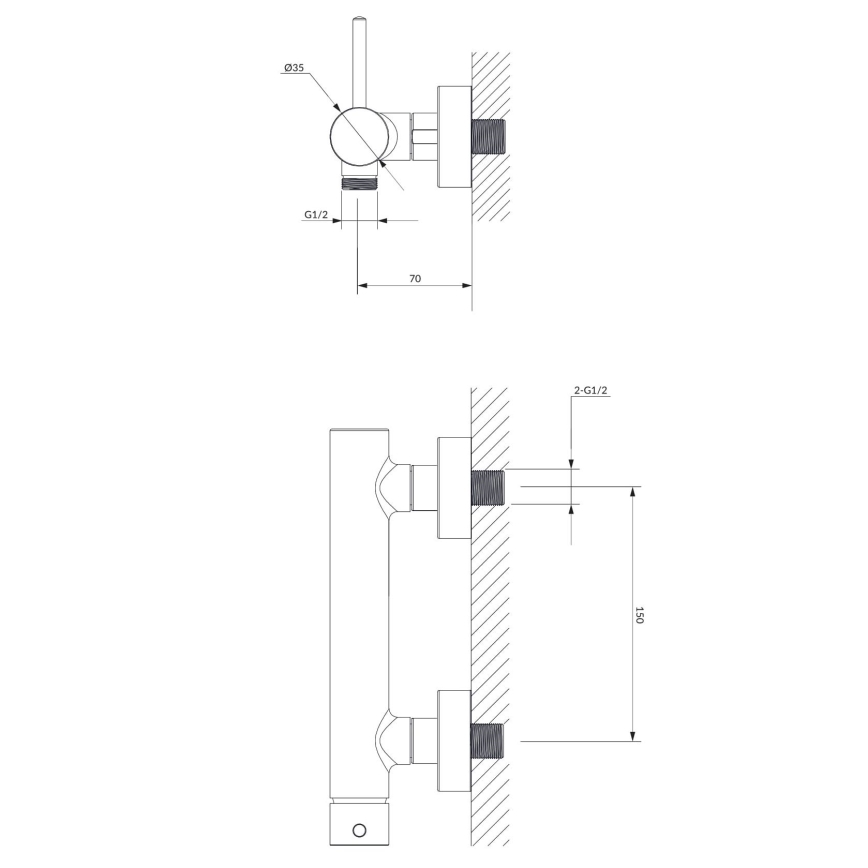 OMNIRES Y1240BL - Μπαταρία ντους Y semi-ματ μαύρο