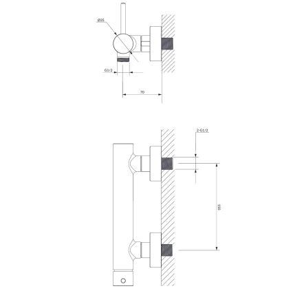 OMNIRES Y1240CR - Μπαταρία ντους Y γυαλιστερό χρώμιο