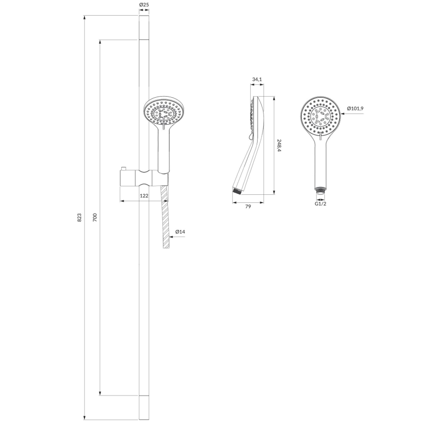 OMNIRES YOSEMITE-SBL - Σετ ντους YOSEMITE ματ μαύρο
