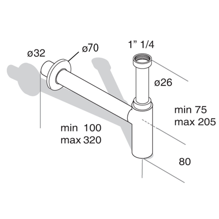 Omp tea - Σιφώνι νιπτήρα MINITOTI DN32 μαύρο ματ