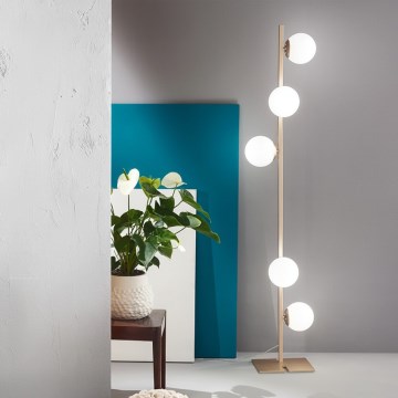 Ondaluce - Φωτιστικό δαπέδου MONILE 5xE14/10W/230V 170 cm χρυσό/λευκό