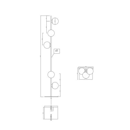 Ondaluce - Φωτιστικό δαπέδου MONILE 5xE14/10W/230V 170 cm χρυσό/λευκό