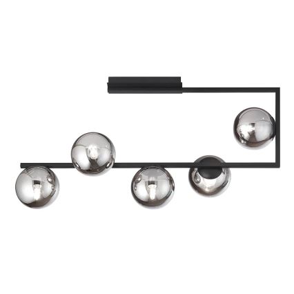 Ondaluce - Φωτιστικό οροφής με ράβδο MONILE 5xE14/10W/230V μαύρο/καπνιστό μαύρο