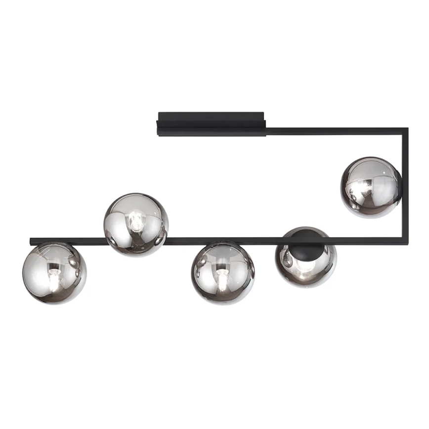 Ondaluce - Φωτιστικό οροφής με ράβδο MONILE 5xE14/10W/230V μαύρο/καπνιστό μαύρο