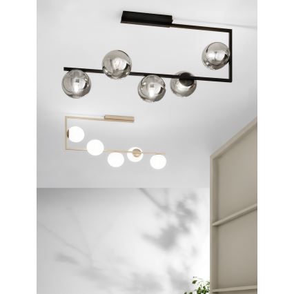 Ondaluce - Φωτιστικό οροφής με ράβδο MONILE 5xE14/10W/230V μαύρο/καπνιστό μαύρο