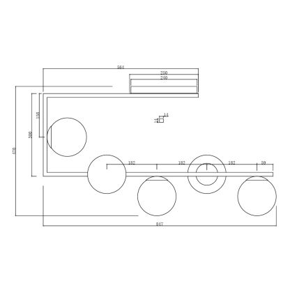Ondaluce - Φωτιστικό οροφής με ράβδο MONILE 5xE14/10W/230V μαύρο/καπνιστό μαύρο