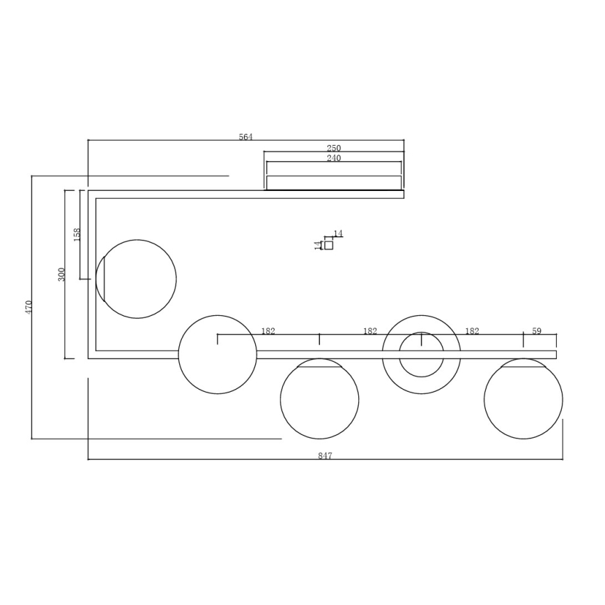 Ondaluce - Φωτιστικό οροφής με ράβδο MONILE 5xE14/10W/230V μαύρο/καπνιστό μαύρο