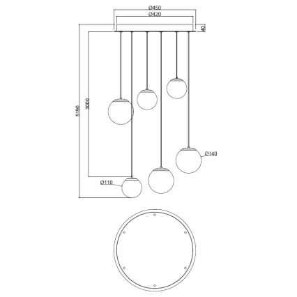 Ondaluce - Κρεμαστό φωτιστικό LED με καλώδιο SANTOS LED/48W/230V διάμ. 45 cm χρυσό/λευκό
