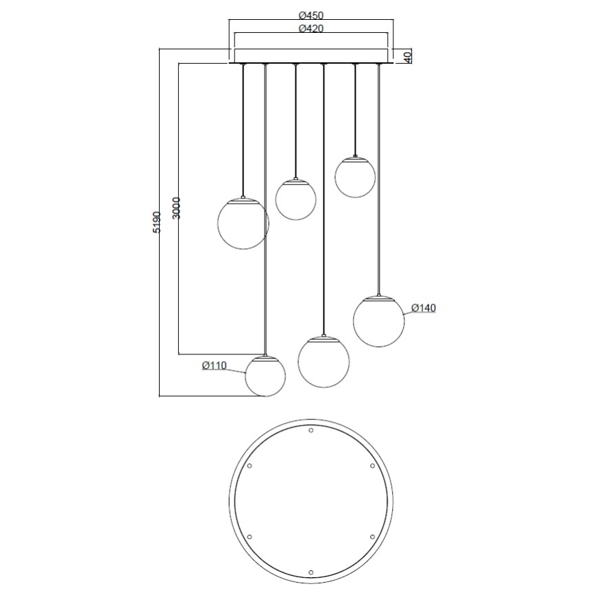 Ondaluce - Κρεμαστό φωτιστικό LED με καλώδιο SANTOS LED/48W/230V διάμ. 45 cm χρυσό/λευκό