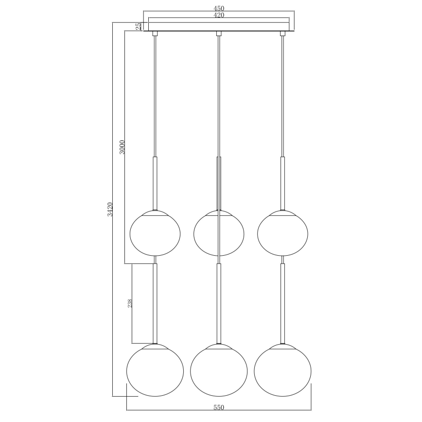 Ondaluce - Κρεμαστό φωτιστικό σε καλώδιο JEWEL 6xE14/10W/230V Ø 55 cm μαύρο/καπνιστό μαύρο