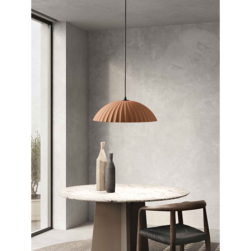 Ondaluce - Κρεμαστό φωτιστικό RUSTIC με καλώδιο, 1xE27/15W/230V, Ø 50 cm, μπετόν/καφέ