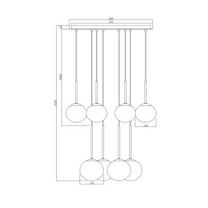 Ondaluce - Κρεμαστό φωτιστικό με ανάρτηση σε σύρμα JEWEL 8xE14/10W/230V, διάμ. 70 cm, χρυσό/λευκό