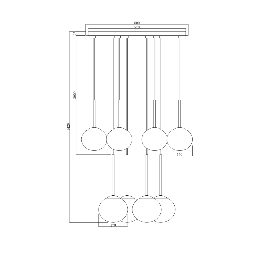 Ondaluce - Κρεμαστό φωτιστικό με ανάρτηση σε σύρμα JEWEL 8xE14/10W/230V, διάμ. 70 cm, χρυσό/λευκό