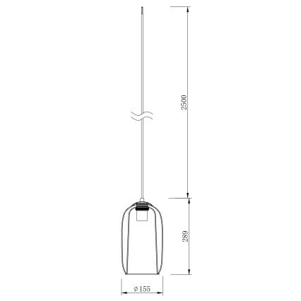 Ondaluce - Κρεμαστό φωτιστικό με καλώδιο BONNIE 1xE27/15W/230V Ø 15,5 cm μαύρο/καπνιστό μαύρο