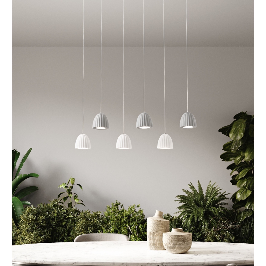 Ondaluce - Κρεμαστό φωτιστικό με καλώδιο CONCRETE 1xGU10/7,5W/230V Ø 10,5 cm σκυρόδεμα/λευκό