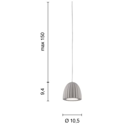 Ondaluce - Κρεμαστό φωτιστικό με καλώδιο CONCRETE 1xGU10/7,5W/230V διάμ. 10,5 cm μπετόν/γκρι